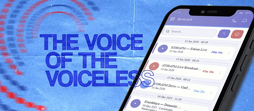 iCORA FM app rewind screen showing catch-up broadcasts