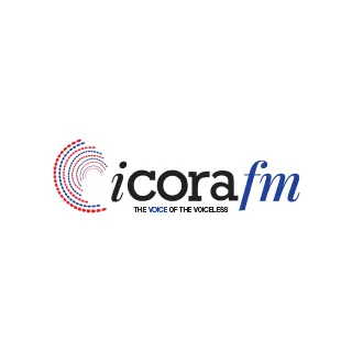 iCORA FM primary logo lockup with tagline
